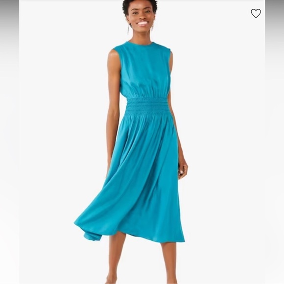 KATE SPADE Silk-blend Twill Smocked-waist Dress In Dark dress size small NWT - Picture 4 of 16